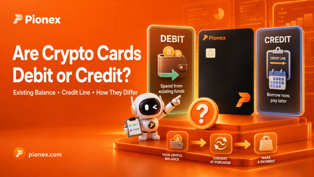 Debit and credit card comparison explaining how crypto cards work