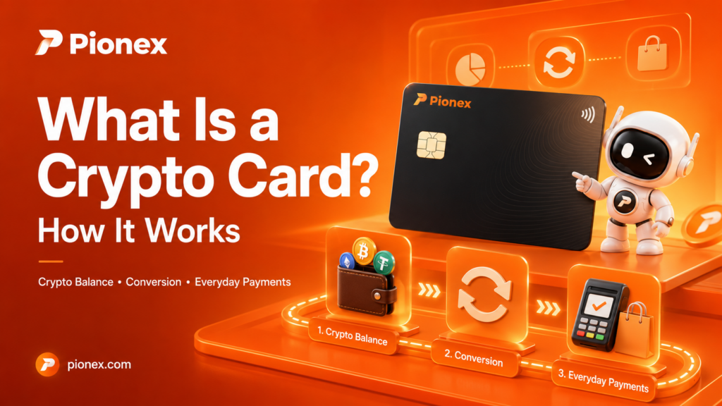 Pionex crypto card showing crypto balance conversion for everyday payments
