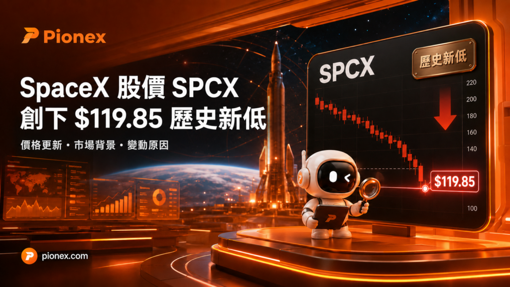 SpaceX 股價 SPCX 跌至 119.85 美元歷史新低的價格圖表