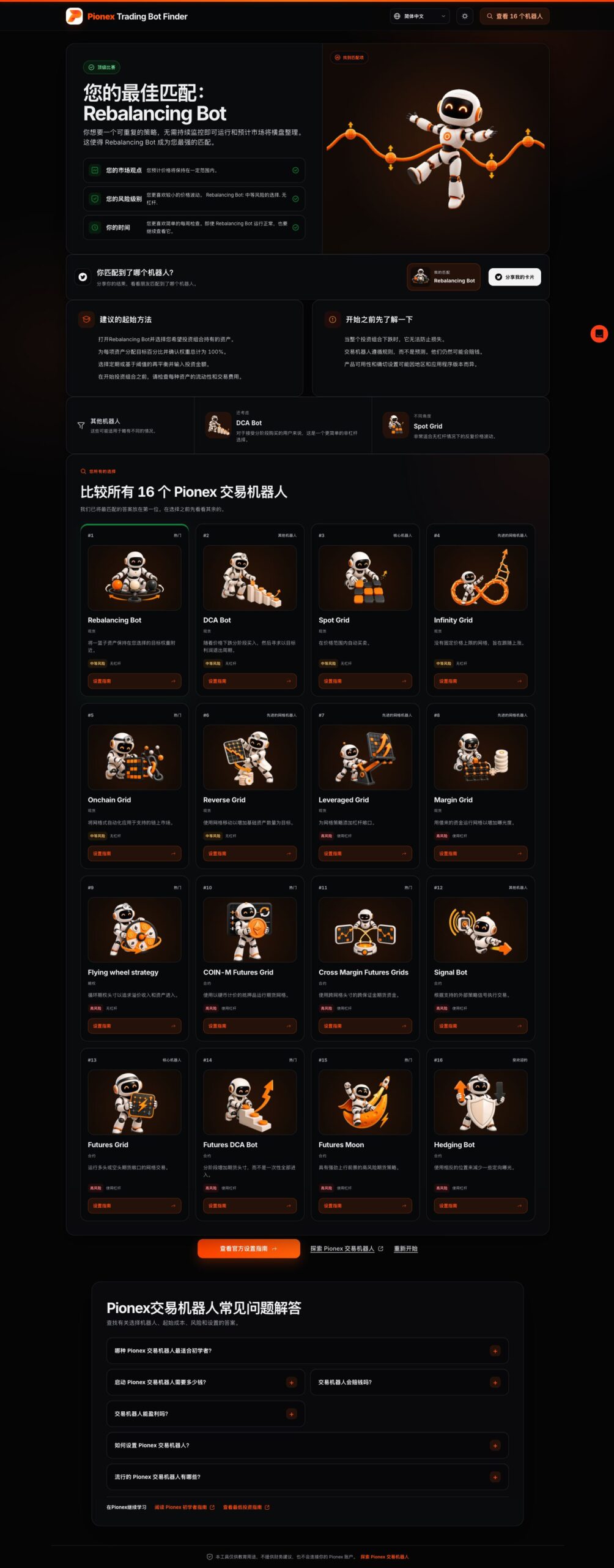 Pionex Trading Bot Finder 简体中文结果:Spot Grid 推荐
