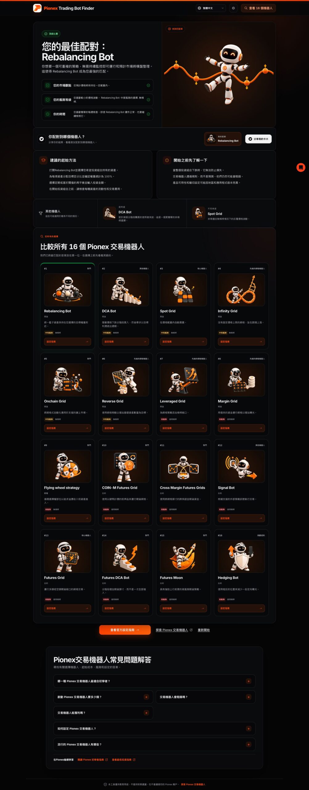 Pionex Trading Bot Finder 繁體中文結果：Spot Grid 推薦