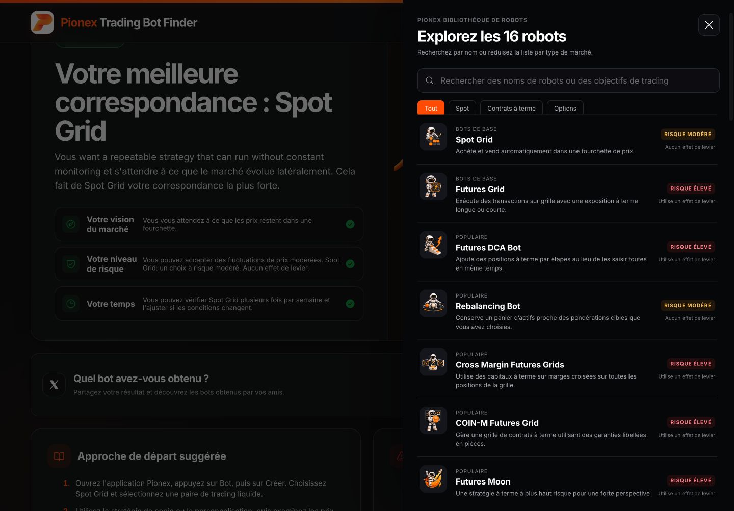 Catalogue en français comparant 16 bots