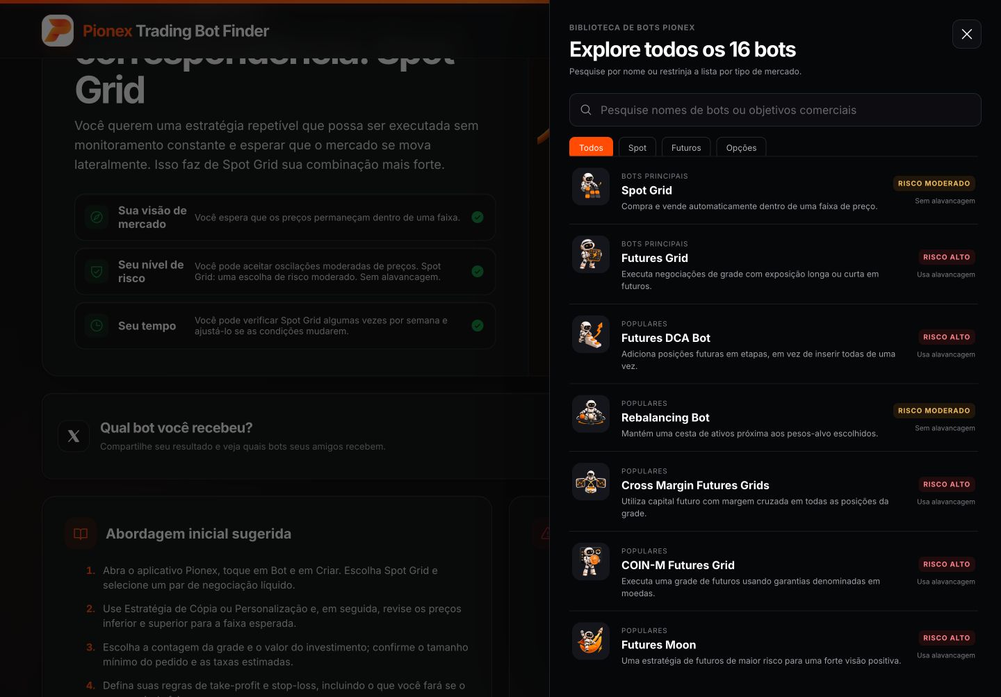 Catálogo em português para comparar 16 bots