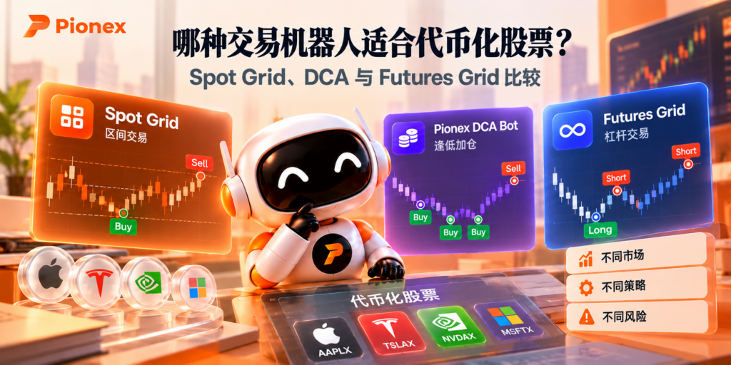 代币化股票交易机器人比较：Spot Grid、Pionex DCA 与 Futures Grid